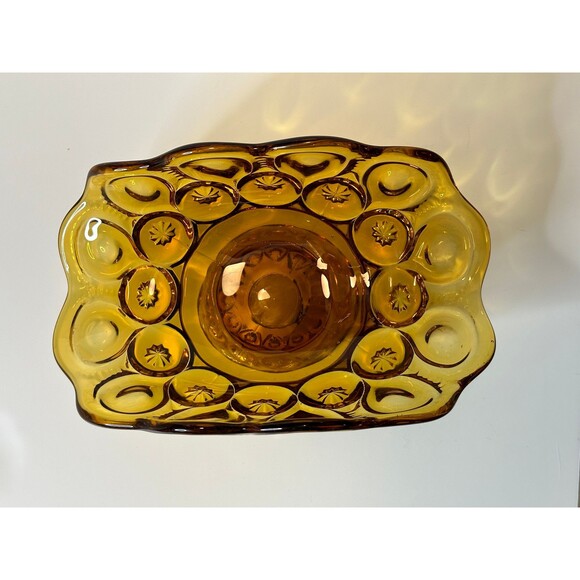 Amber Banana Boat L.E. Smith Moon and Star | Glass MCM Mid Century Kitchen Decor - Picture 6 of 7